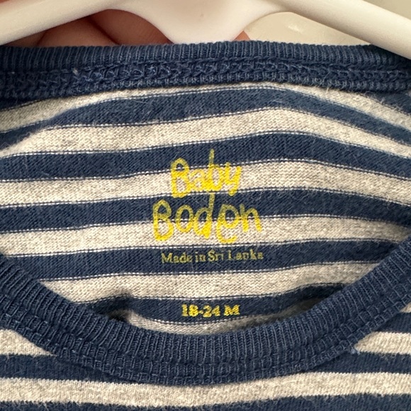 BODEN BABY Striped Blue & Grey Long Sleeve Shirt with Dog Patch - Picture 2 of 6